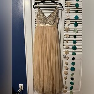BHLDN champagne maxi dress with sequins